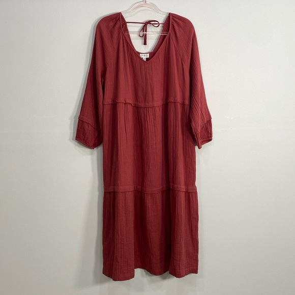 Wonderly Dresses & Skirts - Gauzy Cotton Midi Dress Cottagecore Prariecore Women's XL  Rust